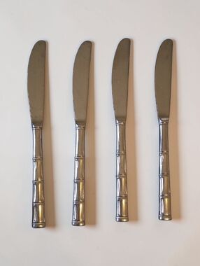 Set of Four Rebacraft Stainless Japan Royal Bamboo-style Handle Knives